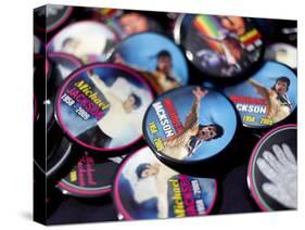 Michael Jackson Buttons Sold at Viewing of His Memorial near Apollo Theatre, July 7, 2009-null-Stretched Canvas