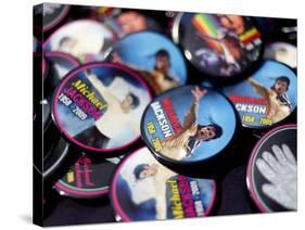 Michael Jackson Buttons Sold at Viewing of His Memorial near Apollo Theatre, July 7, 2009-null-Stretched Canvas