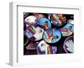 Michael Jackson Buttons Sold at Viewing of His Memorial near Apollo Theatre, July 7, 2009-null-Framed Photographic Print