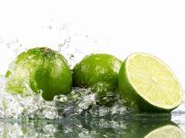 Limes with Splashing Water-Michael L?ffler-Photographic Print