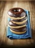 Four Doughnuts with Chocolate Glaze, Stacked-Michael Löffler-Photographic Print