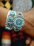 Close Up of Wrist Modeling Turquoise Bracelets Made by Native Americans-Michael Mauney-Photographic Print