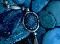 Turquoise Jewelry on Pile of Turquoise Stones Used by Native Americans in Manufacture of Jewelry-Michael Mauney-Photographic Print