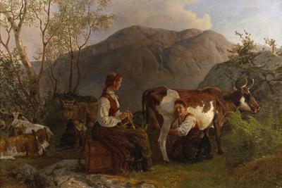 Dairymaids with cows, 1861
