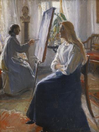 In the Studio; Anna Ancher, the Artist's Wife Painting