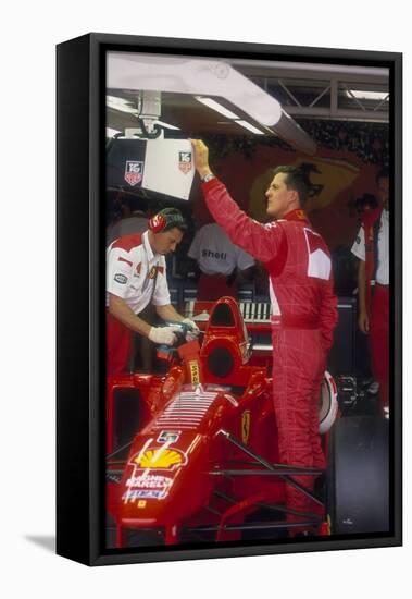 Michael Schumacher with Ferrari, British Grand Prix, Silverstone, Northamptonshire, 1997-null-Framed Stretched Canvas