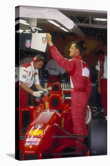 Michael Schumacher with Ferrari, British Grand Prix, Silverstone, Northamptonshire, 1997-null-Stretched Canvas