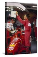 Michael Schumacher with Ferrari, British Grand Prix, Silverstone, Northamptonshire, 1997-null-Stretched Canvas