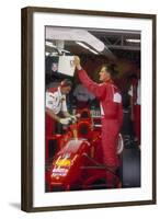 Michael Schumacher with Ferrari, British Grand Prix, Silverstone, Northamptonshire, 1997-null-Framed Photographic Print