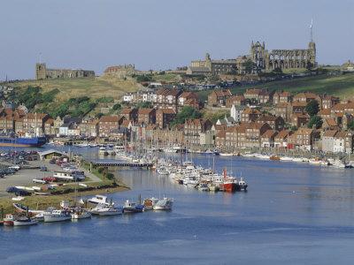 Harbour, Abbey and St. Mary's Church, Whitby, Yorkshire, England, UK, Europe