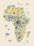 Animal Map of Africa for children and kids-Michael Tompsett-Art Print