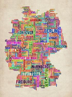 text map of germany map by michael tompsett