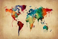 World Map Paint Splashes-Michael Tompsett-Art Print