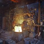 75 Ton Arc Furnace Pouring Molten Steel into a Vessel, Sheffield, South Yorkshire, 1969-Michael Walters-Photographic Print