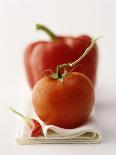 A Still Life Featuring a Red Pepper, a Tomato and a Red Chilli-Michael Wissing-Framed Stretched Canvas