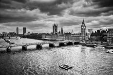 London, The Uk. Big Ben, The Palace Of Westminster In Black And White. The Icon Of England-Michal Bednarek-Art Print
