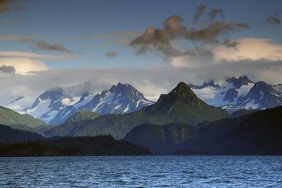 Kenai Mountains and Kachemak Bay, Homer, Alaska, USA, at Sunset