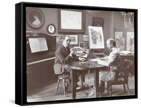 Michel Jacobs and Benson Playing Dominoes, 1907-Byron Company-Framed Stretched Canvas