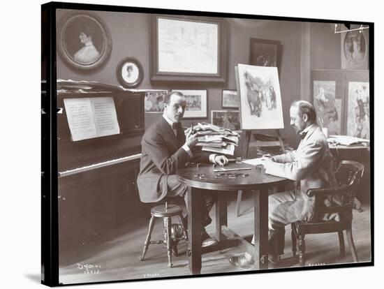 Michel Jacobs and Benson Playing Dominoes, 1907-Byron Company-Stretched Canvas