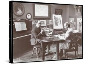 Michel Jacobs and Benson Playing Dominoes, 1907-Byron Company-Stretched Canvas