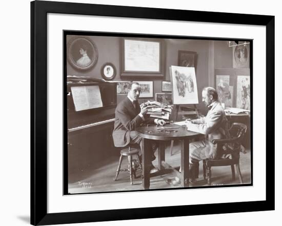 Michel Jacobs and Benson Playing Dominoes, 1907-Byron Company-Framed Giclee Print