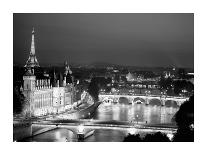 Manhattan Bridge and Skyline at Night-Michel Setboun-Photographic Print