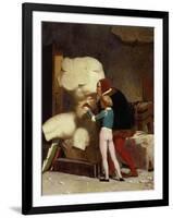 Michelangelo (1475-1564) Showing a Student the Belvedere Torso, 1849 (Oil on Canvas)-Jean Leon Gerome-Framed Giclee Print