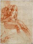 Seated Young Male Nude and Two Arm Studies, Ca 1510-1511-Michelangelo Buonarroti-Giclee Print