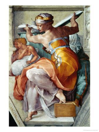 Michelangelo The Sistine Chapel Ceiling Fresco Libyan Sib Painting