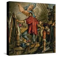 Michelangelo Buonarrotti Painting the Sistine Chapel-Jack Hayes-Stretched Canvas
