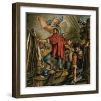 Michelangelo Buonarrotti Painting the Sistine Chapel-Jack Hayes-Framed Giclee Print