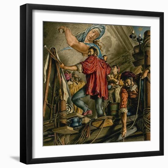 Michelangelo Buonarrotti Painting the Sistine Chapel-Jack Hayes-Framed Giclee Print