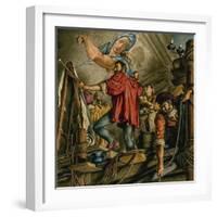 Michelangelo Buonarrotti Painting the Sistine Chapel-Jack Hayes-Framed Giclee Print