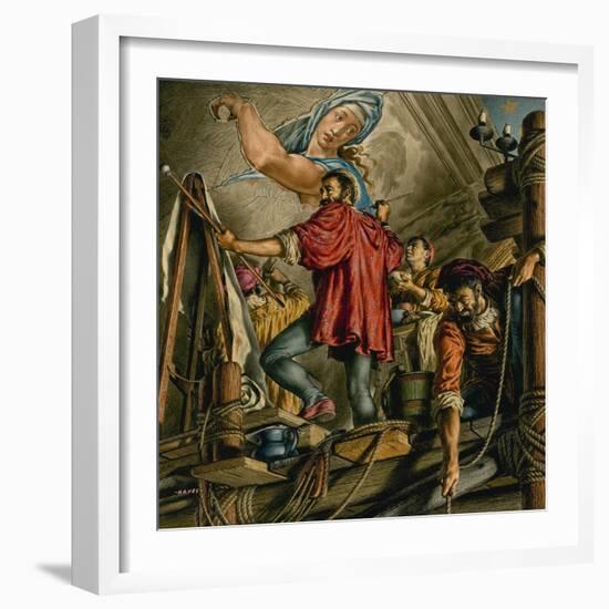 Michelangelo Buonarrotti Painting the Sistine Chapel-Jack Hayes-Framed Giclee Print