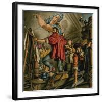 Michelangelo Buonarrotti Painting the Sistine Chapel-Jack Hayes-Framed Giclee Print