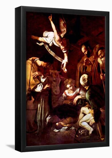 Michelangelo Caravaggio Birth of Christ with St Lawrence and St Francis Art Print Poster-null-Framed Poster