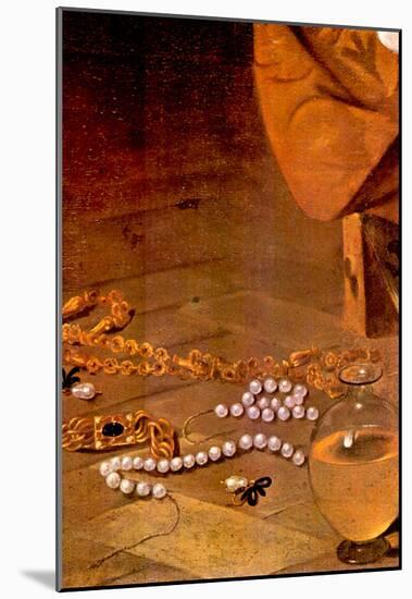 Michelangelo Caravaggio Mary Magdalene Detail Pearls Art Print Poster-null-Mounted Poster