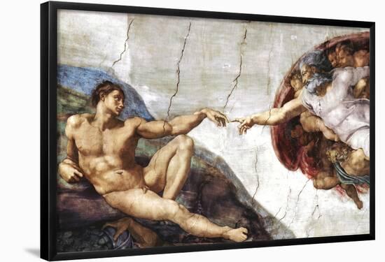 Michelangelo (Creation of Adam) Art Poster Print-null-Framed Poster