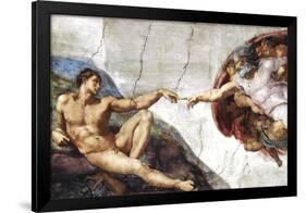 Michelangelo (Creation of Adam) Art Poster Print-null-Framed Poster