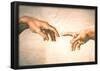 Michelangelo Creation of Adam Detail Sistine Chapel Art Print Poster-null-Framed Poster