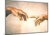 Michelangelo Creation of Adam Detail Sistine Chapel Art Print Poster-null-Mounted Poster