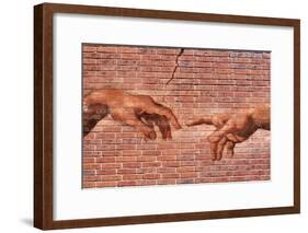 Michelangelo Creation of Adam Graffiti-null-Framed Poster