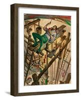 Michelangelo Painting the Ceiling of the Sistine Chapel in Rome, the Pope Watching from Far Below-Peter Jackson-Framed Giclee Print