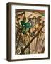 Michelangelo Painting the Ceiling of the Sistine Chapel in Rome, the Pope Watching from Far Below-Peter Jackson-Framed Premium Giclee Print