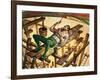 Michelangelo Painting the Ceiling of the Sistine Chapel in Rome-Peter Jackson-Framed Giclee Print