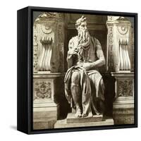 Michelangelo's Statue of Moses, Church of San Pietro in Vincoli, Rome, Italy-Underwood & Underwood-Framed Stretched Canvas