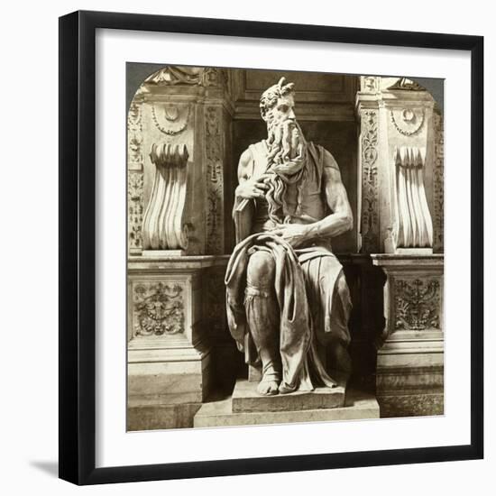 Michelangelo's Statue of Moses, Church of San Pietro in Vincoli, Rome, Italy-Underwood & Underwood-Framed Photographic Print