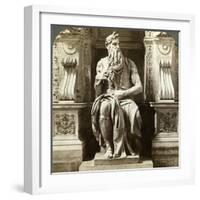 Michelangelo's Statue of Moses, Church of San Pietro in Vincoli, Rome, Italy-Underwood & Underwood-Framed Photographic Print