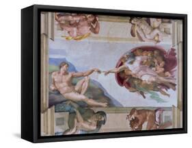 Michelangelo, the Creation of Adam in the Sistine Chapel, Vatican, Rome, Lazio, Italy, Europe-Rainford Roy-Framed Stretched Canvas