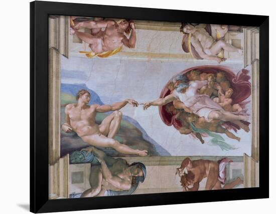 Michelangelo, the Creation of Adam in the Sistine Chapel, Vatican, Rome, Lazio, Italy, Europe-Rainford Roy-Framed Premium Photographic Print